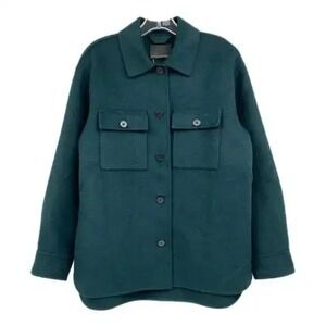 Banana Republic Shirt Jacket Shacket Size Small Wool Blend Emerald Pine Green
